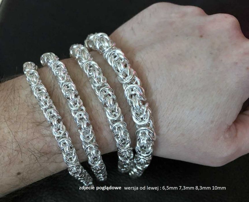 Bransoleta bizantyjska-królewska 56g 22cm 8,3mm srebro 925