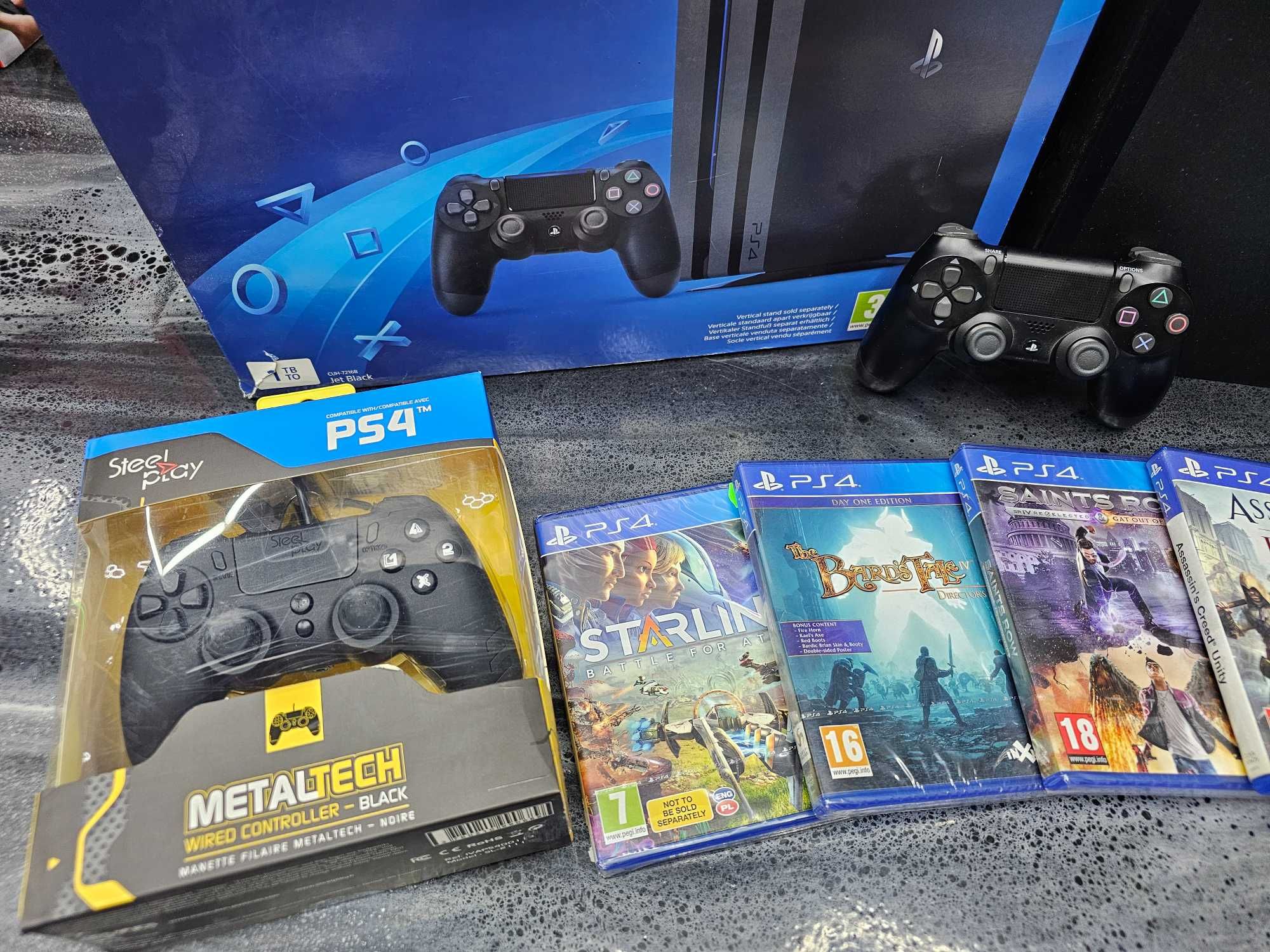 Konsola Playstation 4 PS4 PRO 1TB 5 gier 2 pady GW 6m SKLEP ZAMIANA