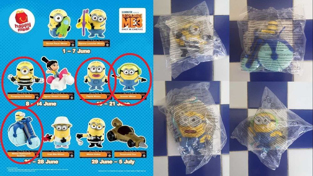 Brinquedos Colecionáveis McDonald's (Minions, Pokémon, etc) (NOVOS!)