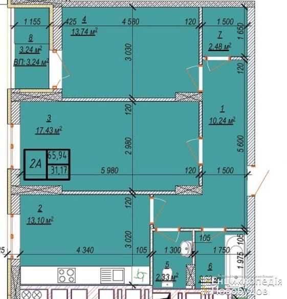 Простора 2 кімнатна квартира в ЖК Свобода (Виставка)  (41218)