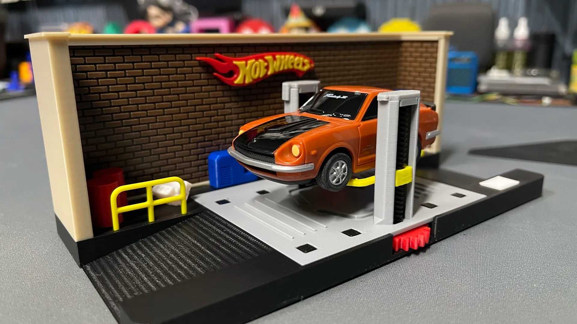 DIORAMA Ruchoma Podnośnik Garaż Hot Wheels Matchbox Majorette DODATKI