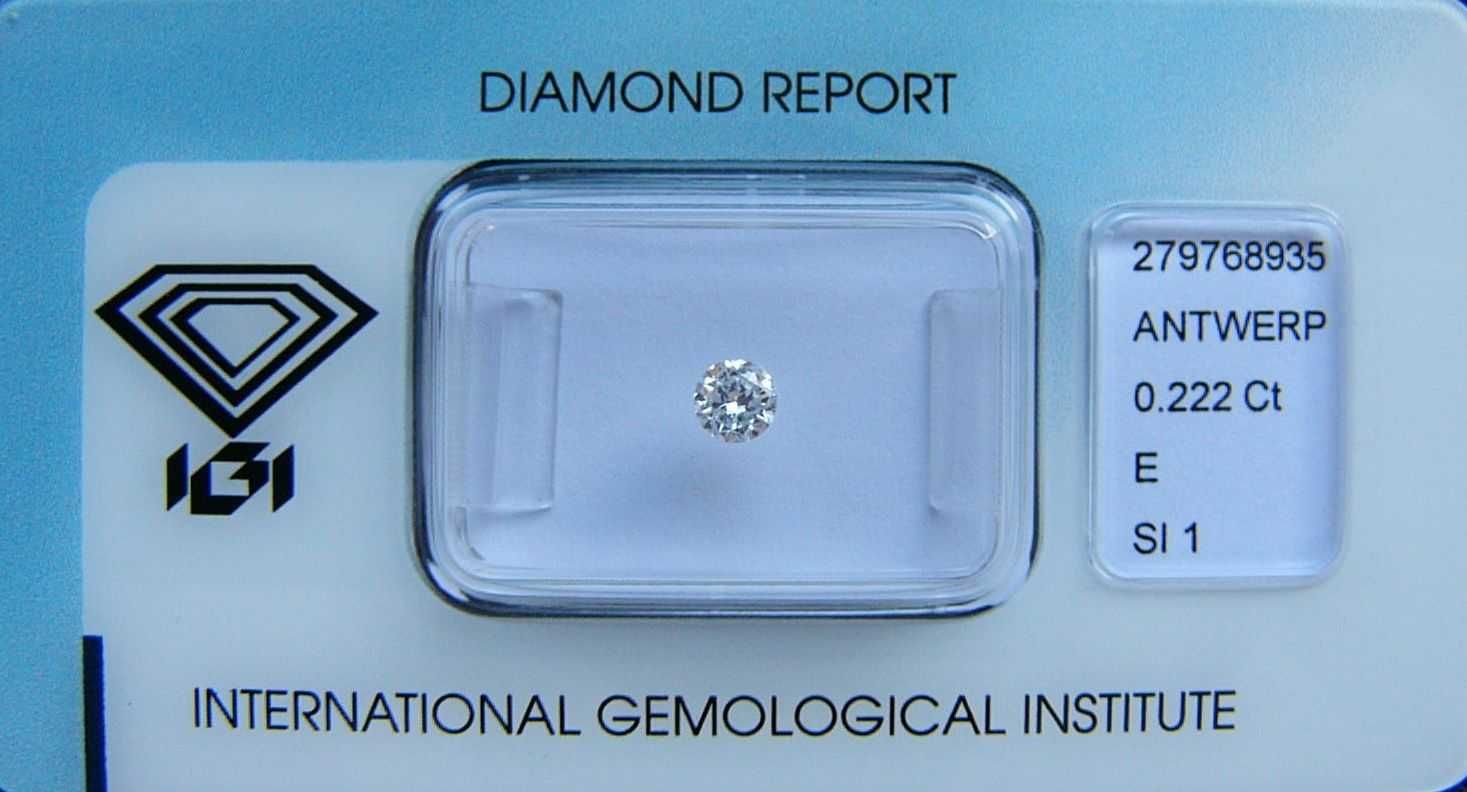 BRYLANT 0.222 ct Si1 E 3,72 mm Certyfikat IGI Diament