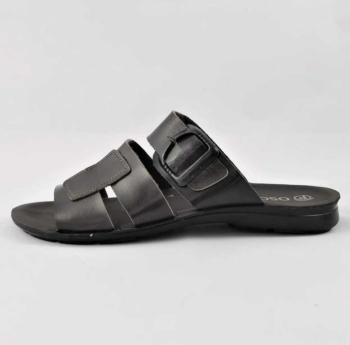 Мужские Шлёпанцы Тапочки Сланцы Чёрные Кожаные