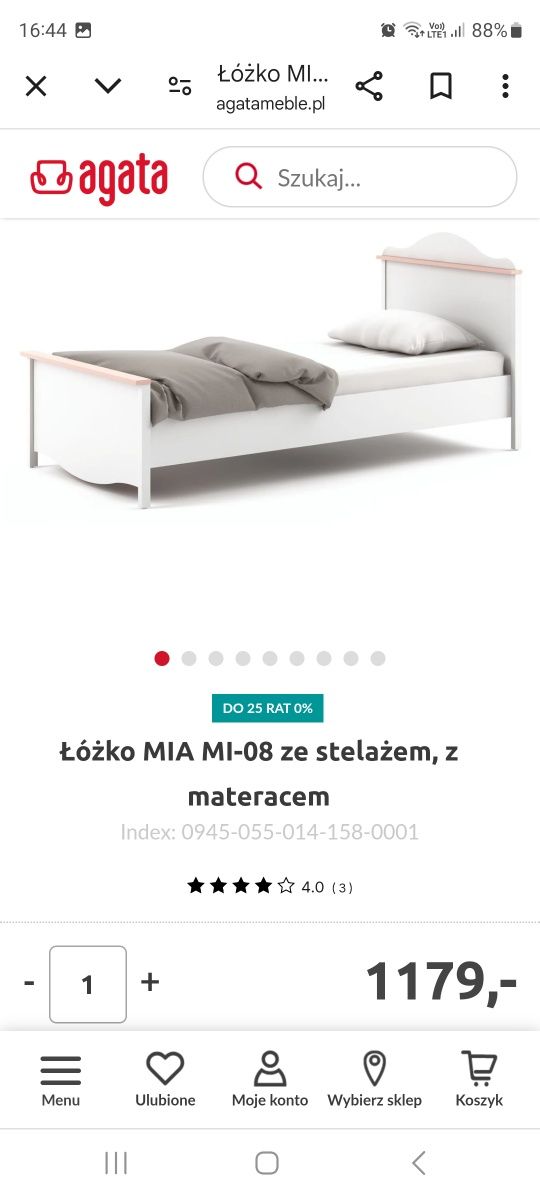 Meble dla dziewczyny MIA MI Agata łóżko,szuflada na pościel stolik noc