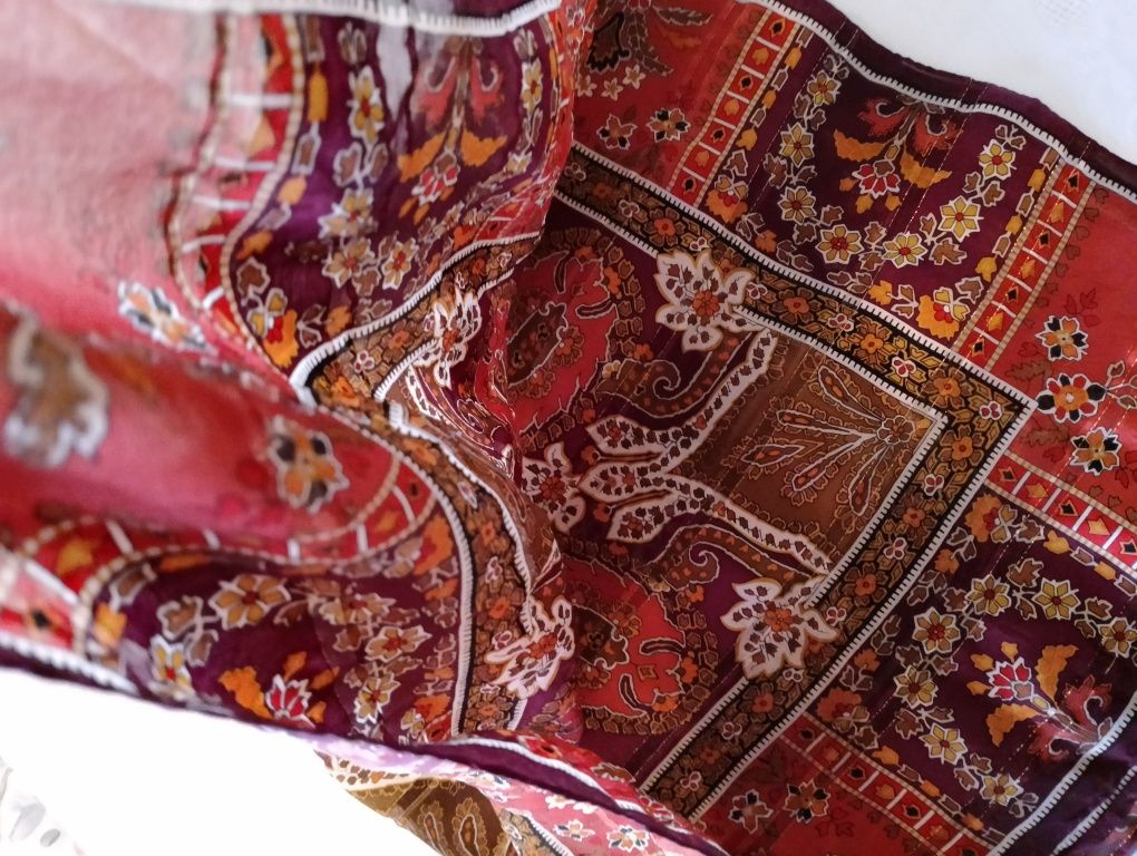 CHUSTA kolorowa w stylu boho, wzór paisley, lekka, cienka, apaszka