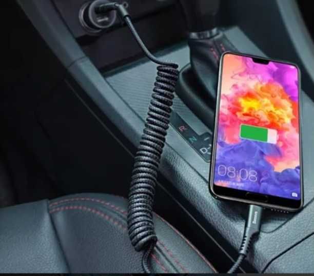 Kabel sprężynowy Baseus USB - USB typ C 1m Czarny