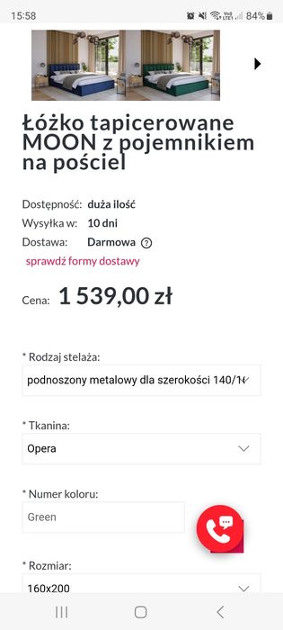 Łóżko sypialniane z materacem