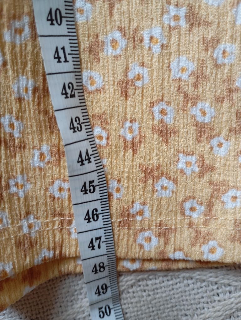 ZARA 8-10L długa żółta spódnica kwiaty kwiatuszki tkanina strukturalna