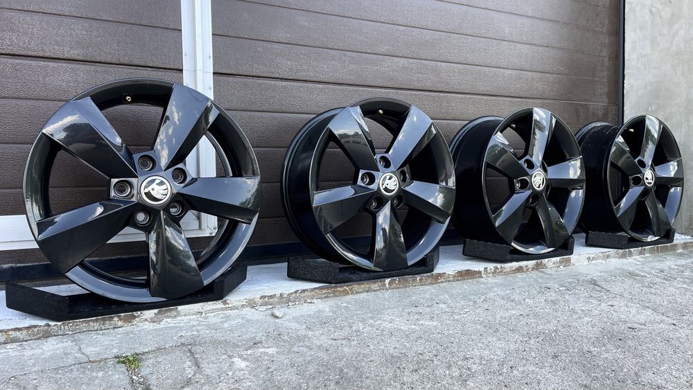 4x felgi aluminiowe czarne 5x112 r16 6J et43 alufelgi Oryginał Skoda