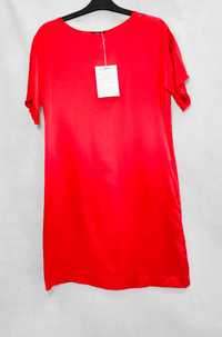 Sukienka jedwabna LA REDOUTE 32 czerwona krótka prosta SU0047