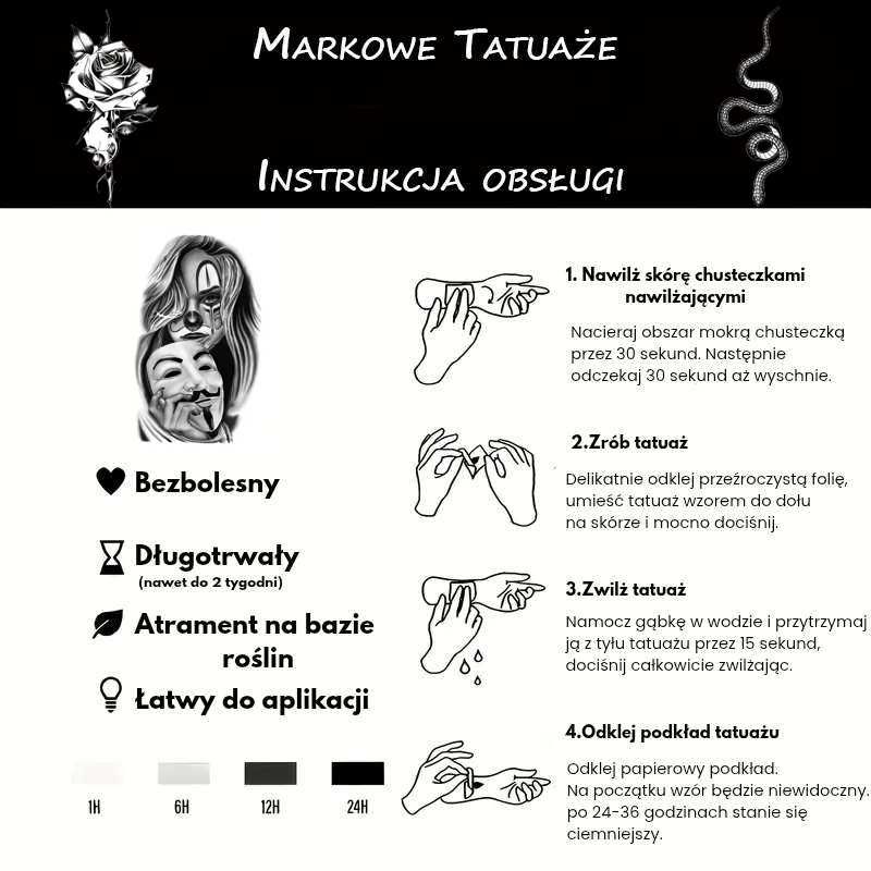 TATUAŻ 2-tyg – idealny na imprezy, wesela, dla dzieci i dorosłych!