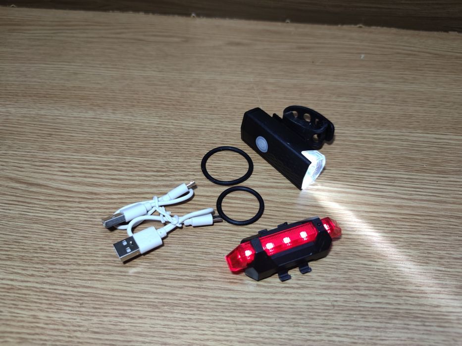 Вело набор фара + стоп задний акумуляторные фонарь на руль велосипеда