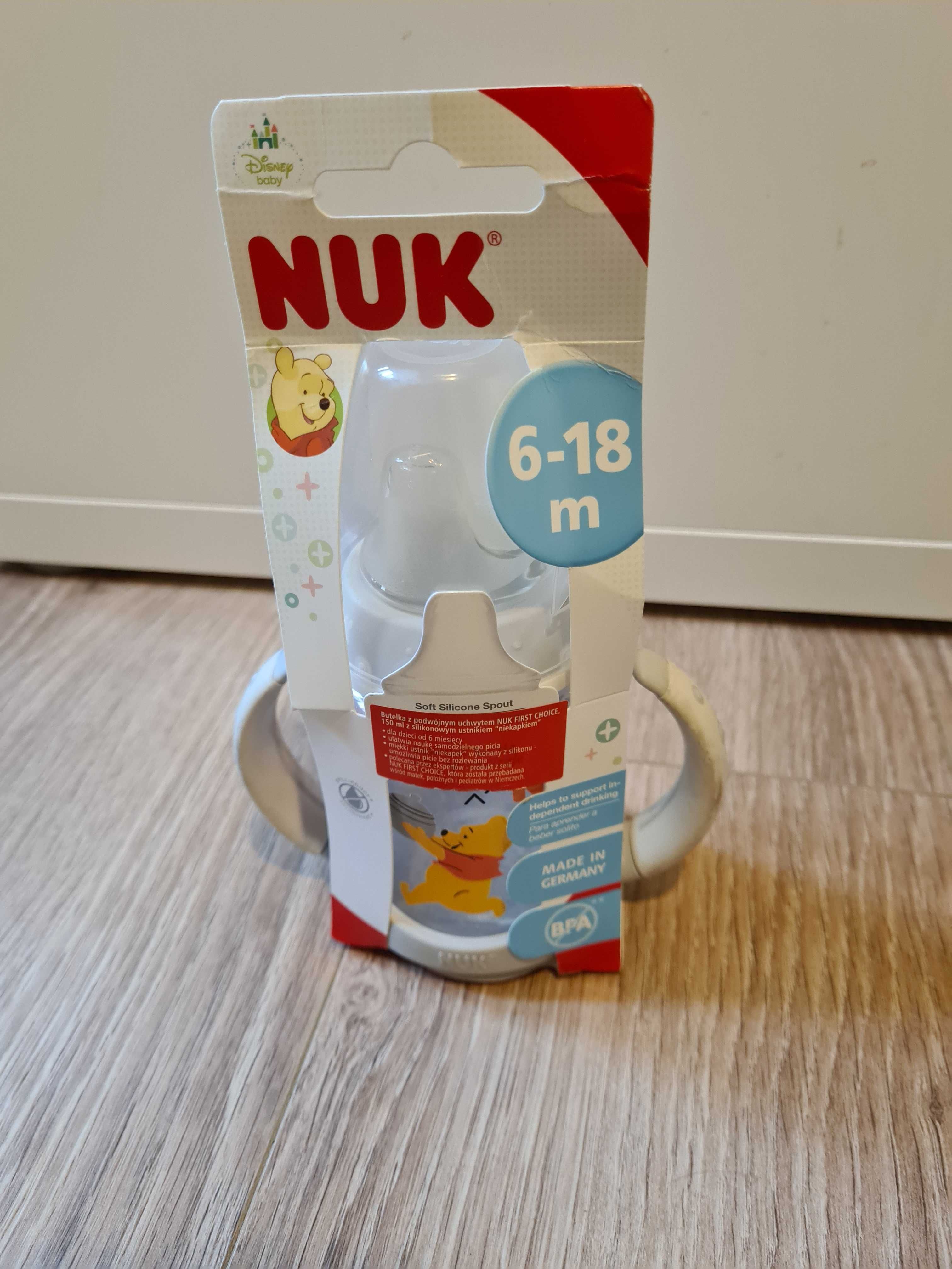 Butelka Nuk 6-18 m-cy NOWA z uchwytami Kubuś Puchatek