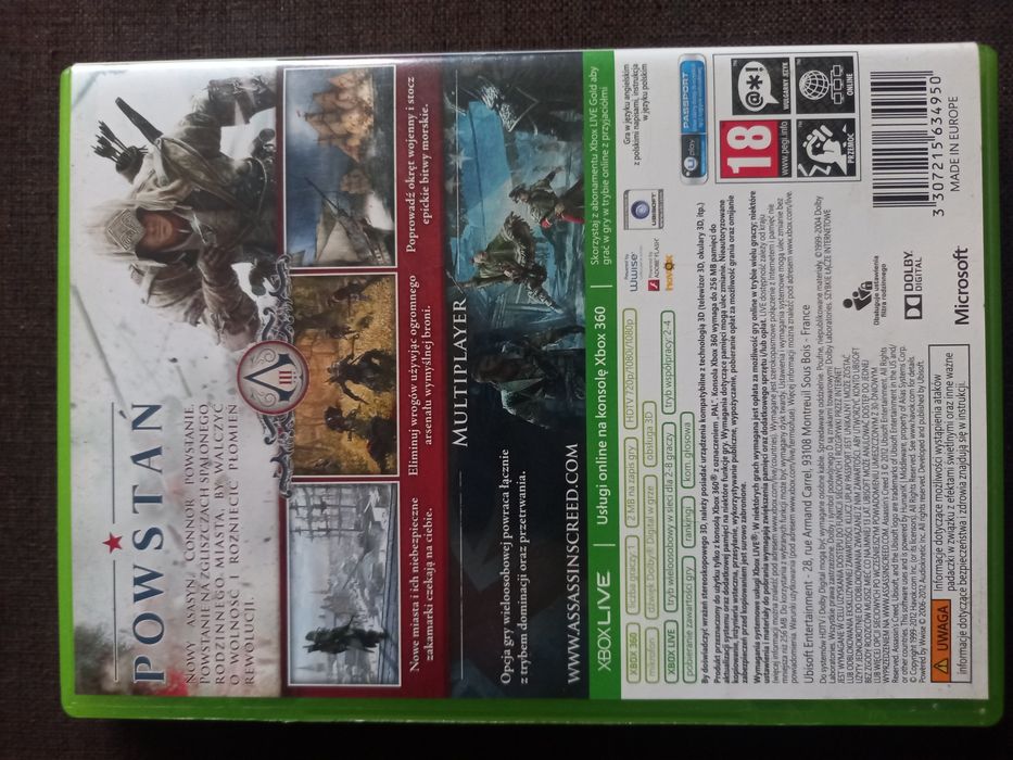 Gra Assassins Creed 3 na konsolę xbox 360 Polska wersja!!!