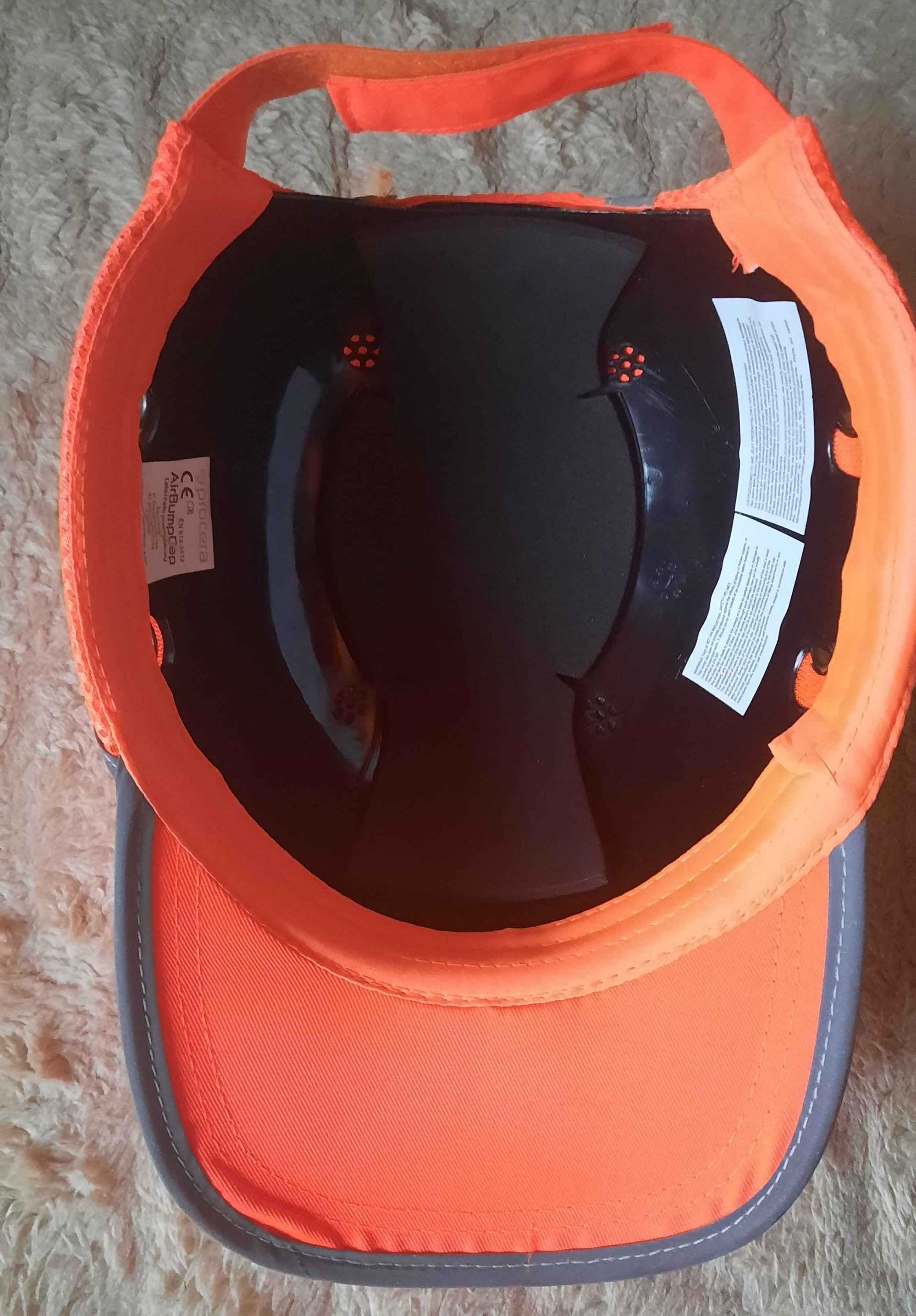hełm-czapka, czapka ochronna bumpcap z siatką, pomarańczowa