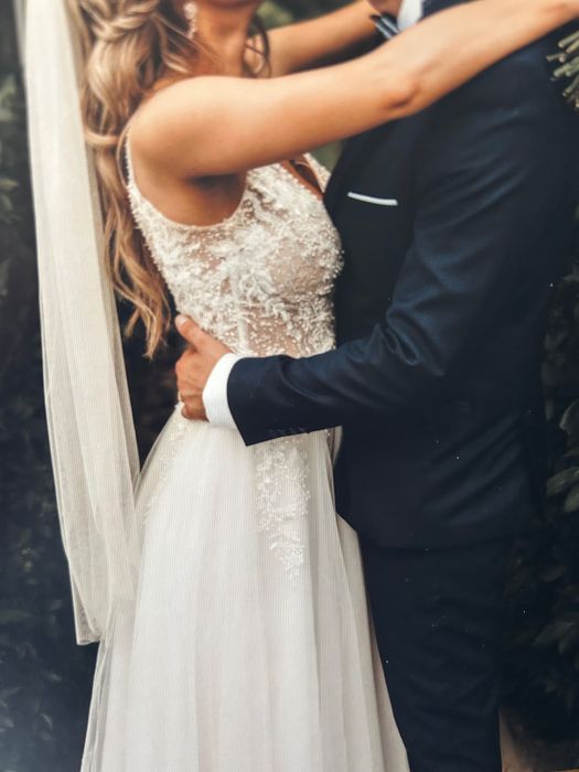 Suknia ślubna beż + złoto