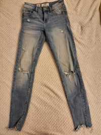 Spodnie dżinsy Berschka 156cm skinny low Rise niebieskie