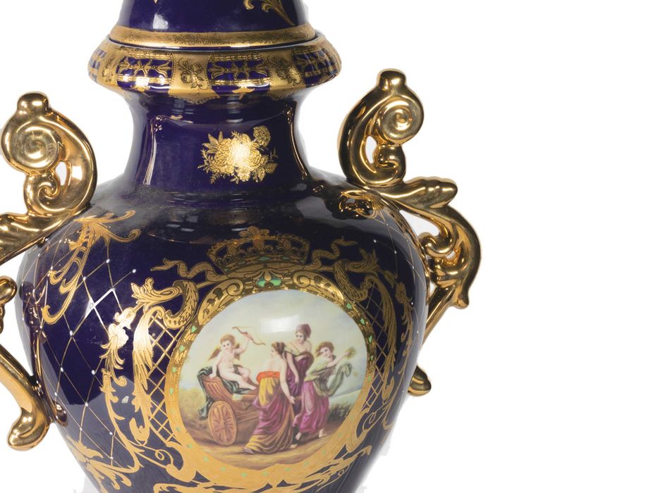 Vaso ânfora porcelana azul | Retier