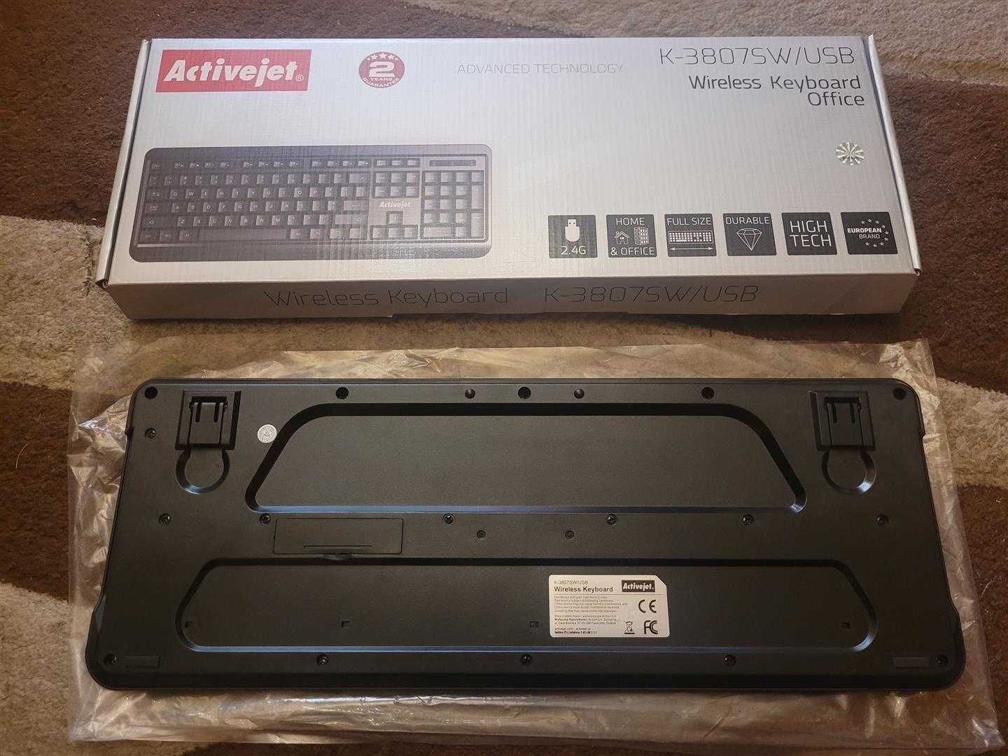 Bezprzewodowa Klawiatura Activejet - Komplet, USB, Sprawna, Jak Nowa