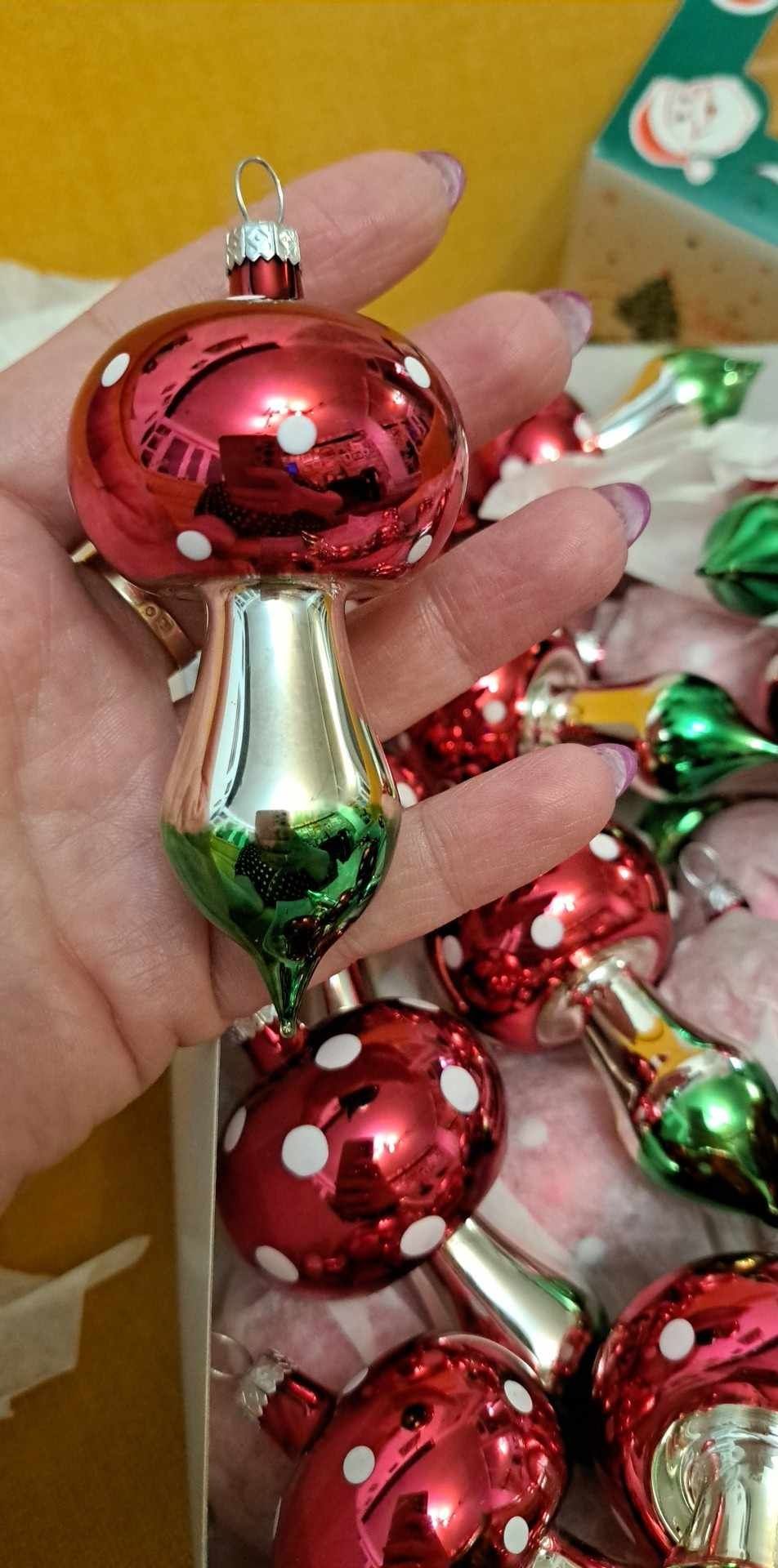 Bombki szklane ręcznie malowane retro styl prl