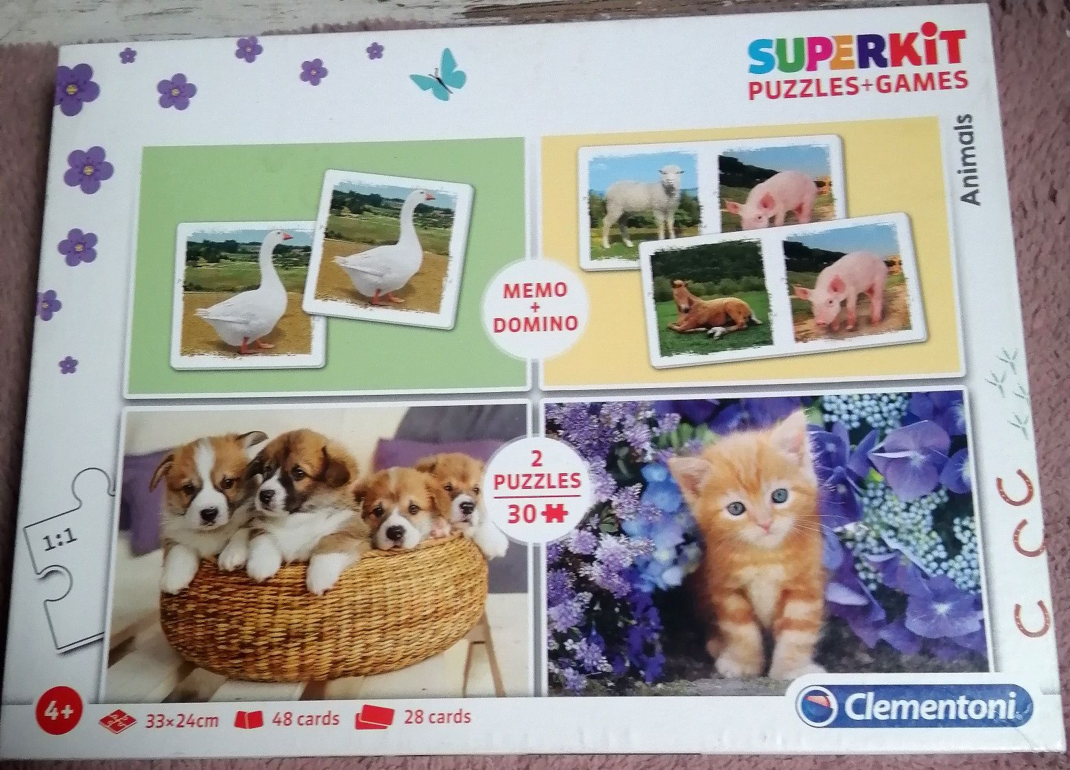 Clementoni zestaw Puzzle + Memo+ Domino Zwierzęta