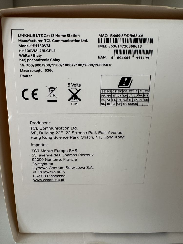 Router Wifi TCL Linkhub Lte Cat13 home station