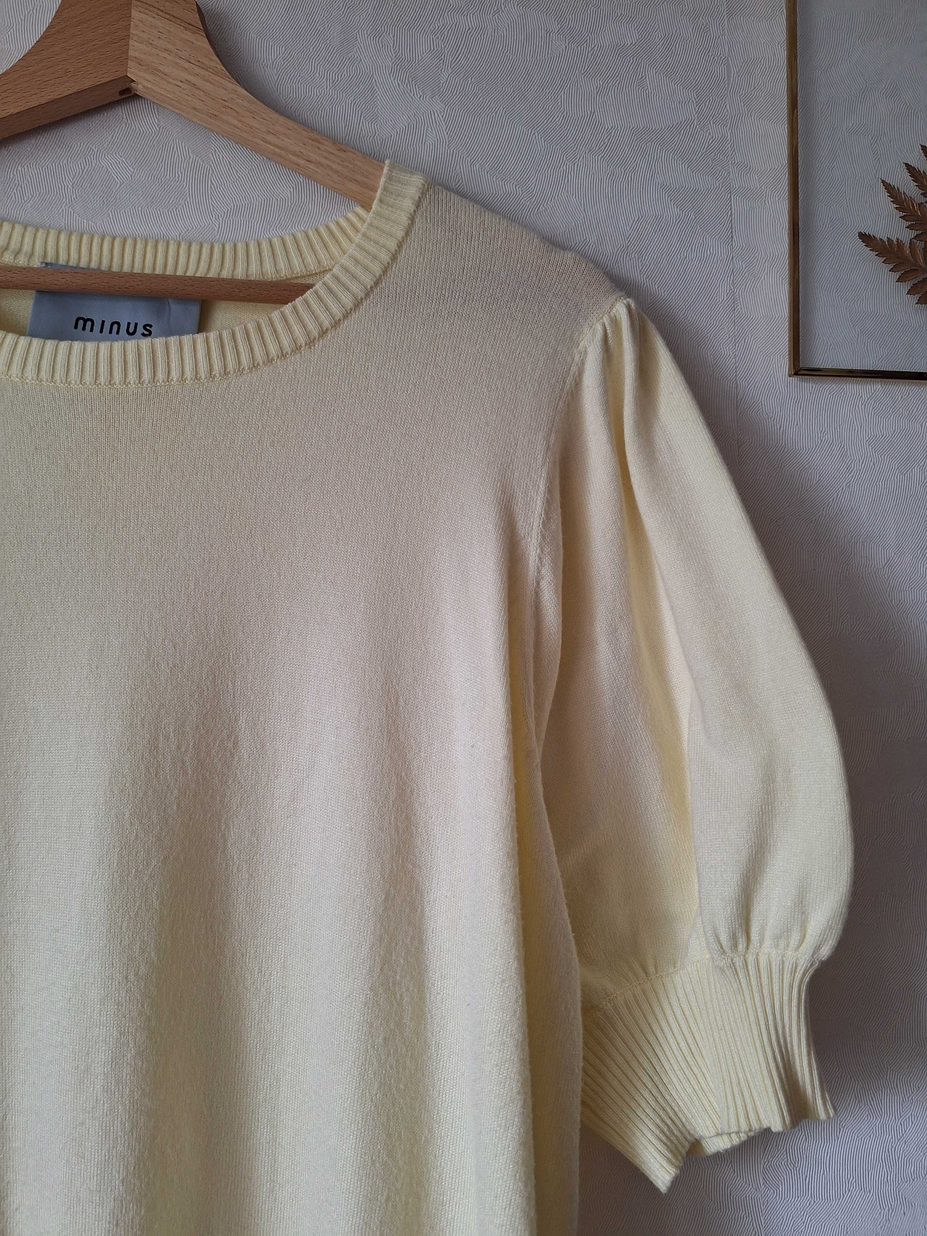 Cytrynowa bluzka L sweterkowa jasnożółta bananowa krótki rękaw Minus