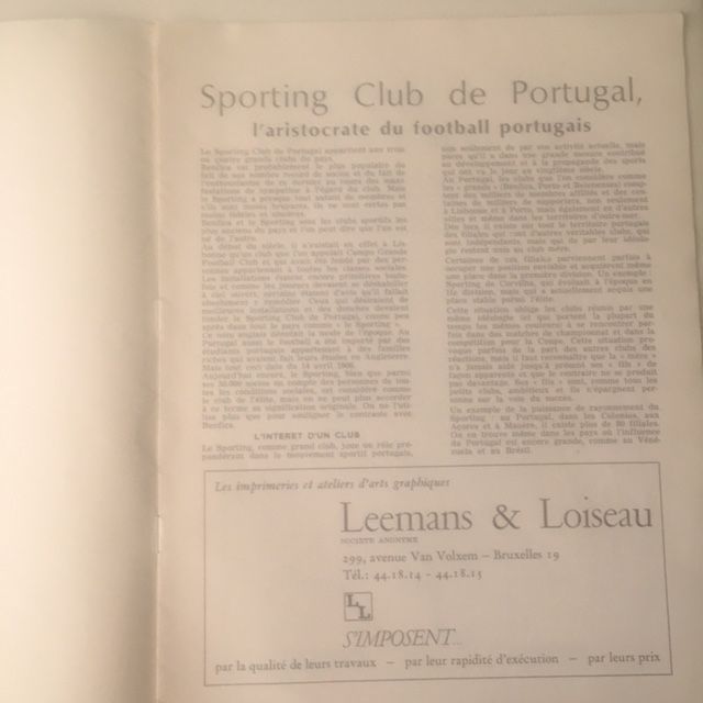 Programa de Jogo oficial - Sporting vs MTK - Final Taça das Taças 1964