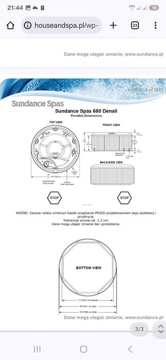 Jacuzzi całoroczne okrągłe sundance spas denali  minibasen 200cm