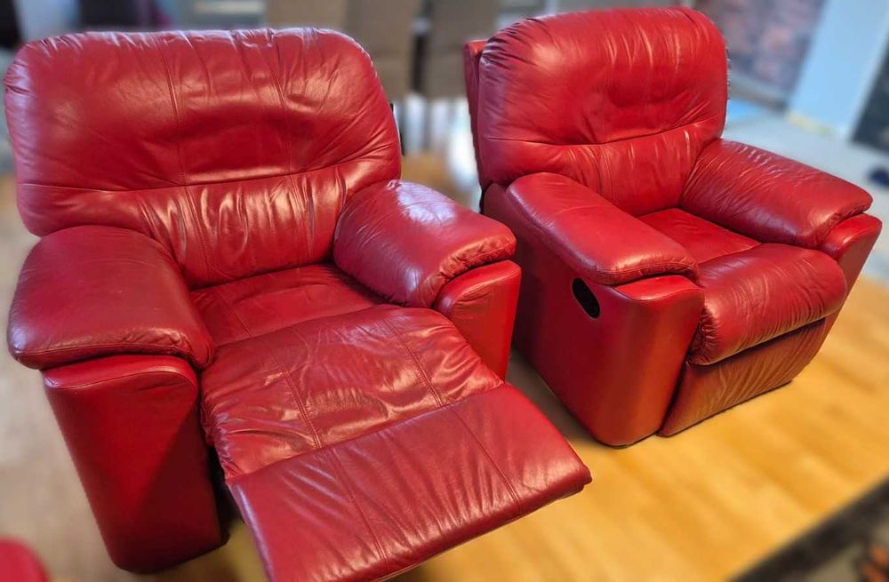 Kanapa i fotele z funkcją relaks skórzane