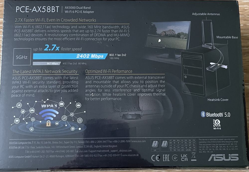 Wi-Fi/Bluetooth адаптер Asus PCE-AX58BT, нове , запаковане