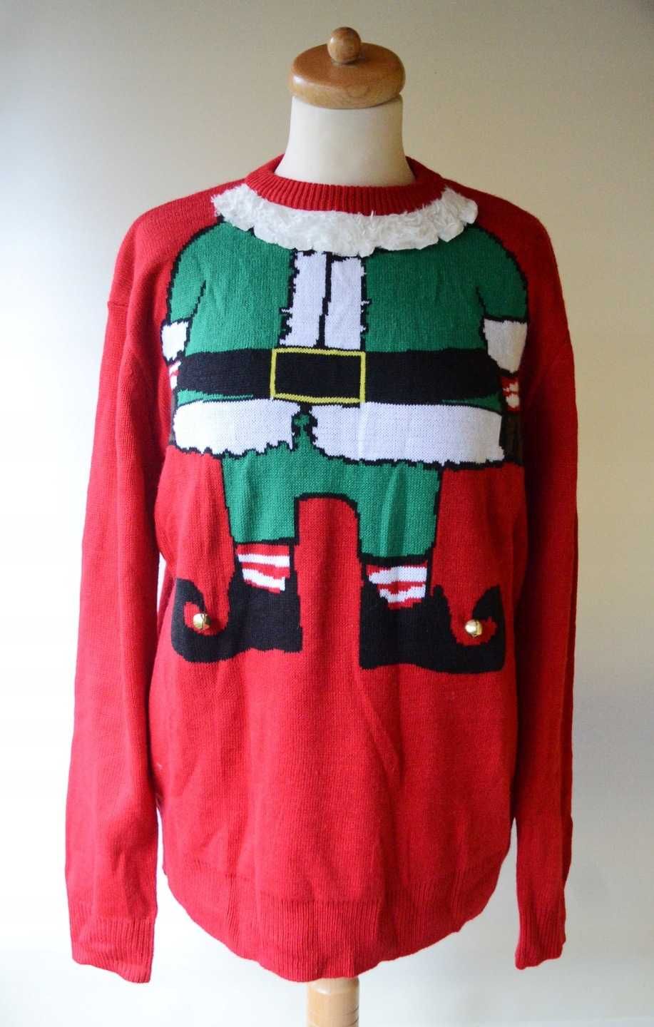 Sweter H&M Święty Mikołaj M Święta Czerwony