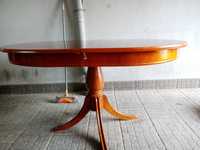 Stół drewniany owalny, rzeźbiona noga