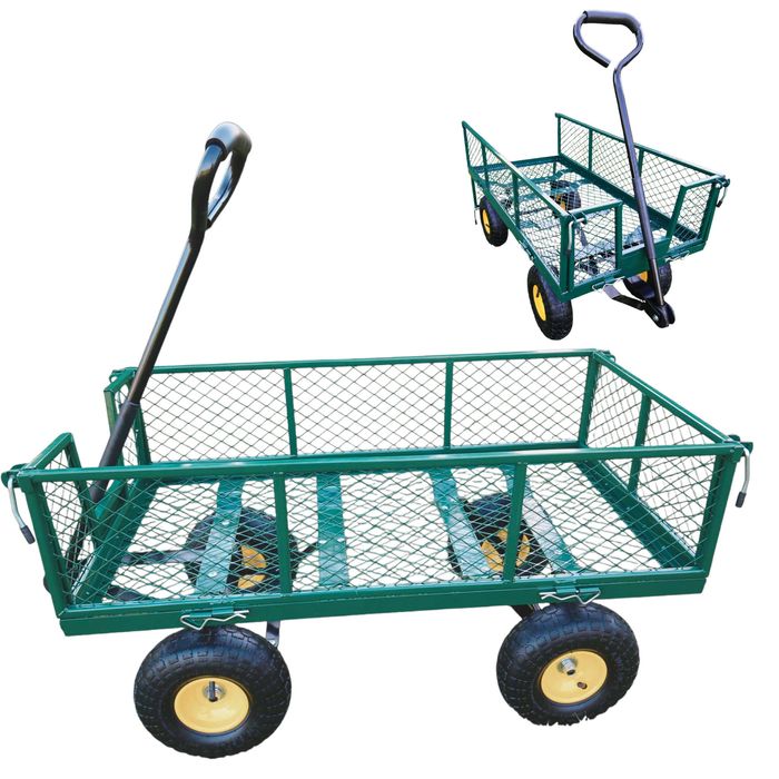 Wózek ogrodowy transportowy 3w1 otwierane burty udźwig 300KG wysyłka