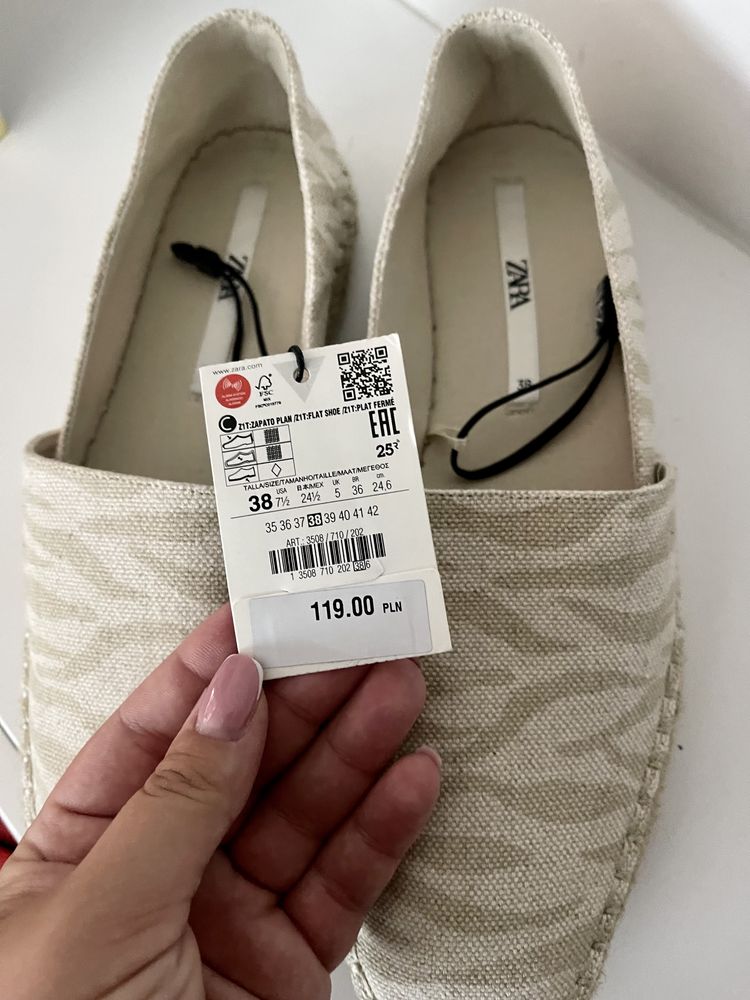 Beżowe espadryle Zara r.38