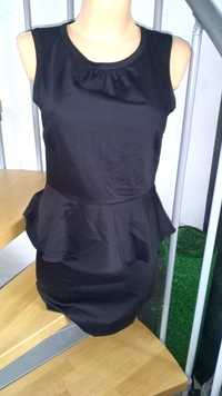 Sukienka na grubych ramiączkach mała czarna baskinka H&M