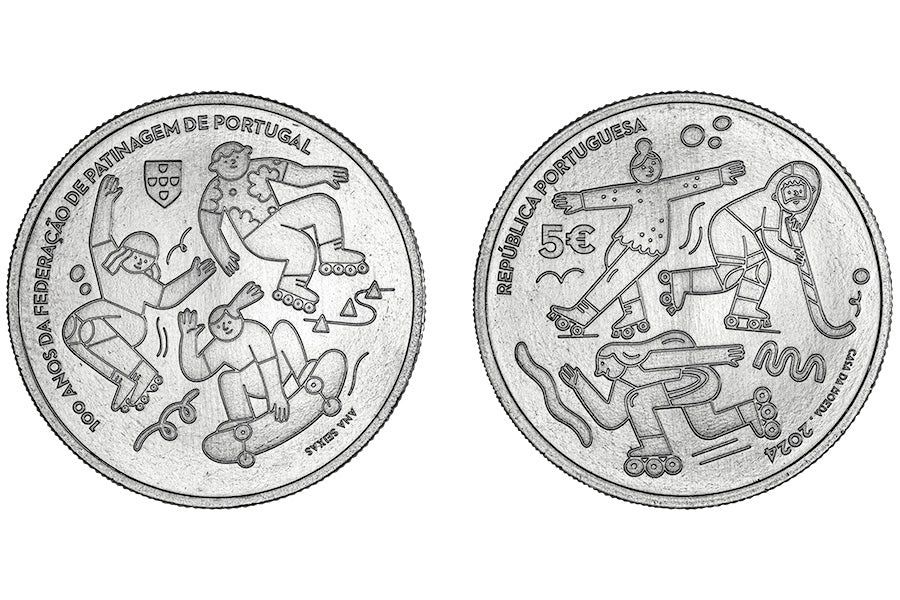Moeda comemorativa 5€ - 100 anos da Federação de Patinagem (2024)