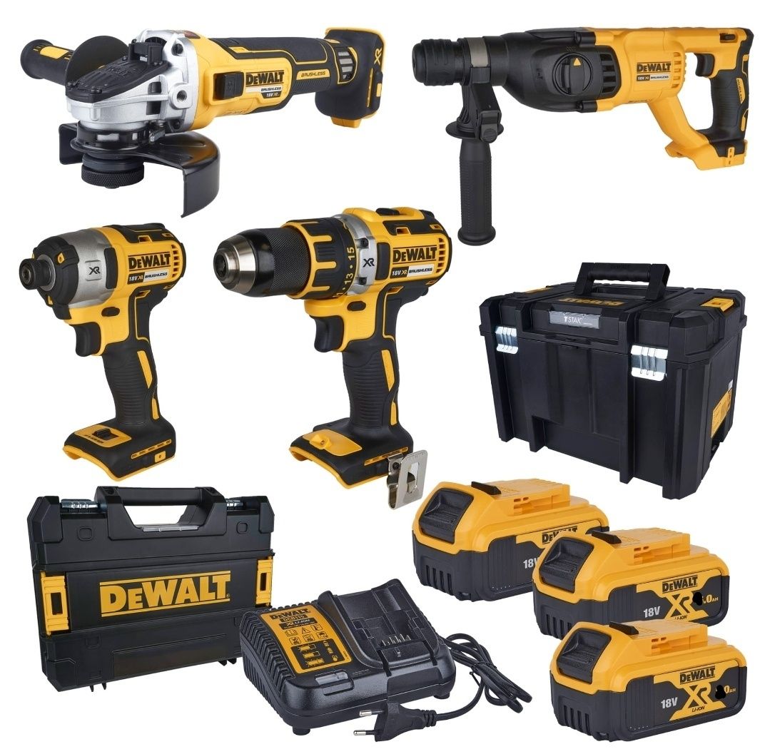 DeWalt  XR zestaw 18v combo młot wkrętarka zakrętarka szlifierka 3xaku