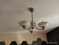 Żyrandol retro lampa sufitowa mosiężna 3 żarówki do salonu sypialni