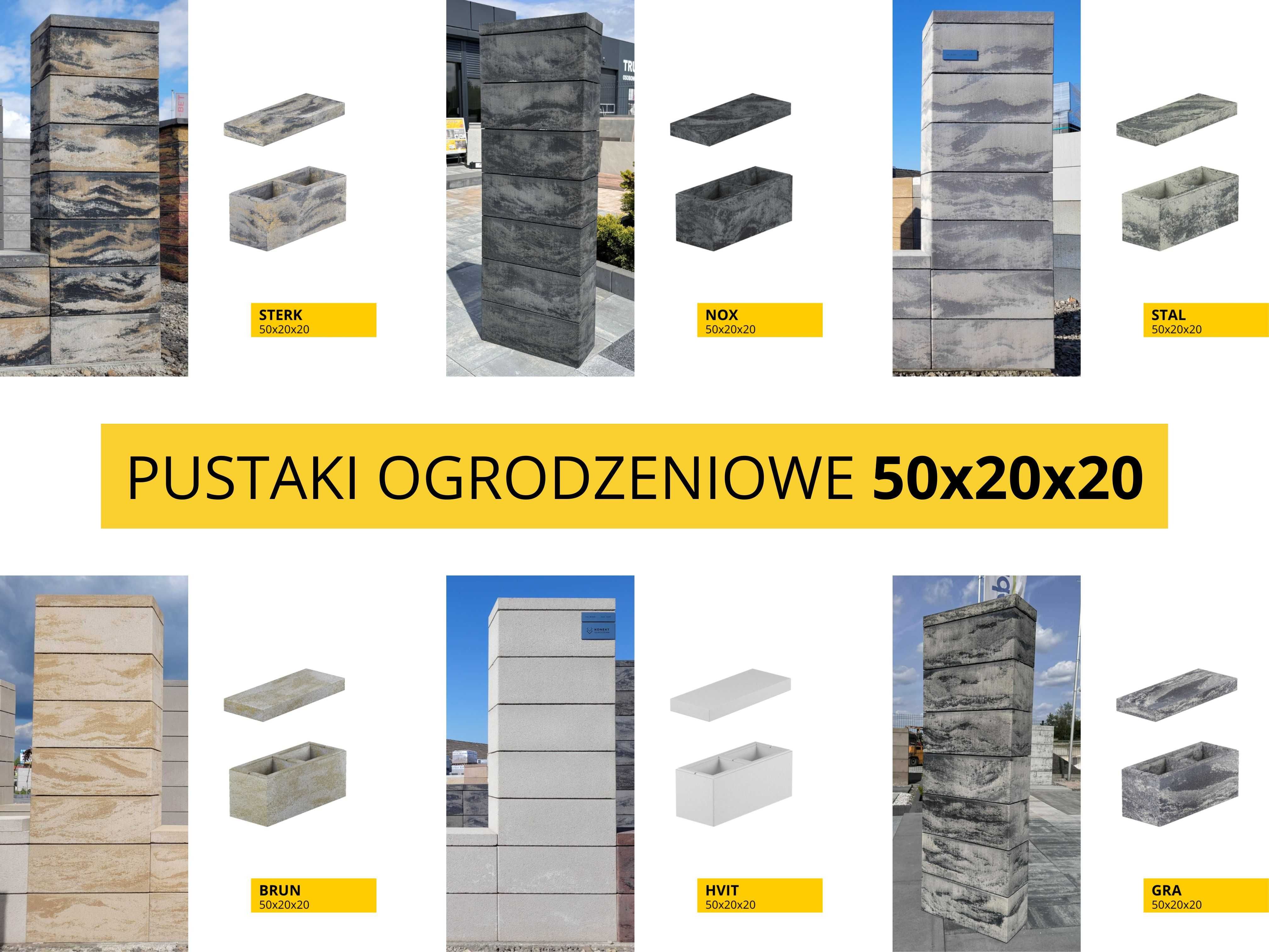 Bloczki ogrodzeniowe 50x20x20 KONEKT pustak ogrodzenia NOX