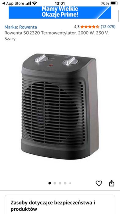 Termowentylator rowenta instant comfort comact IP20