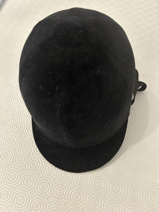 Capacete de equitação vintage Wembley em veludo preto -anos 70