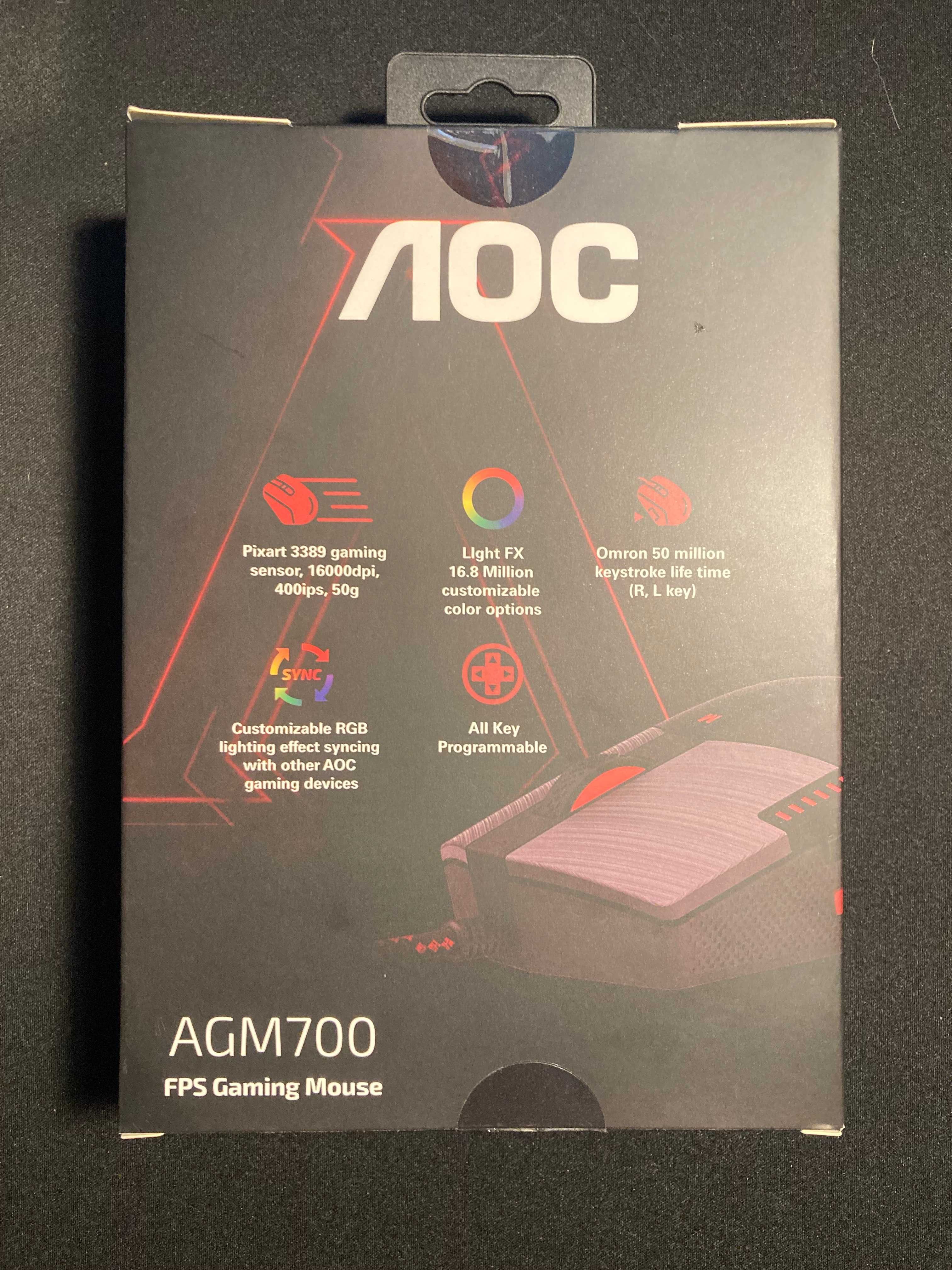 Rato Óptico AOC AGON GM700 RGB Preto