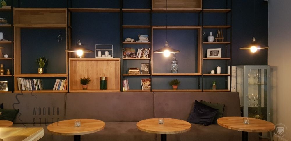 Dębowy stół do restauracji na jednej nodze stolik postument 60x60x3