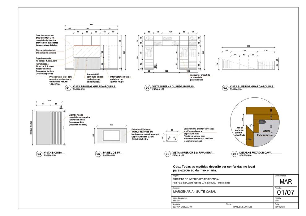 Desenhos técnicos de Arquitectura | Interiores | Iluminação | Acústica