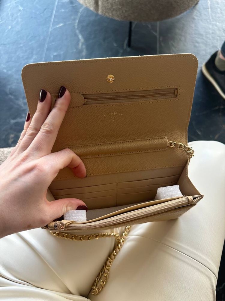 Сумка Chanel woc шкіра ікра повна комплектація бежева