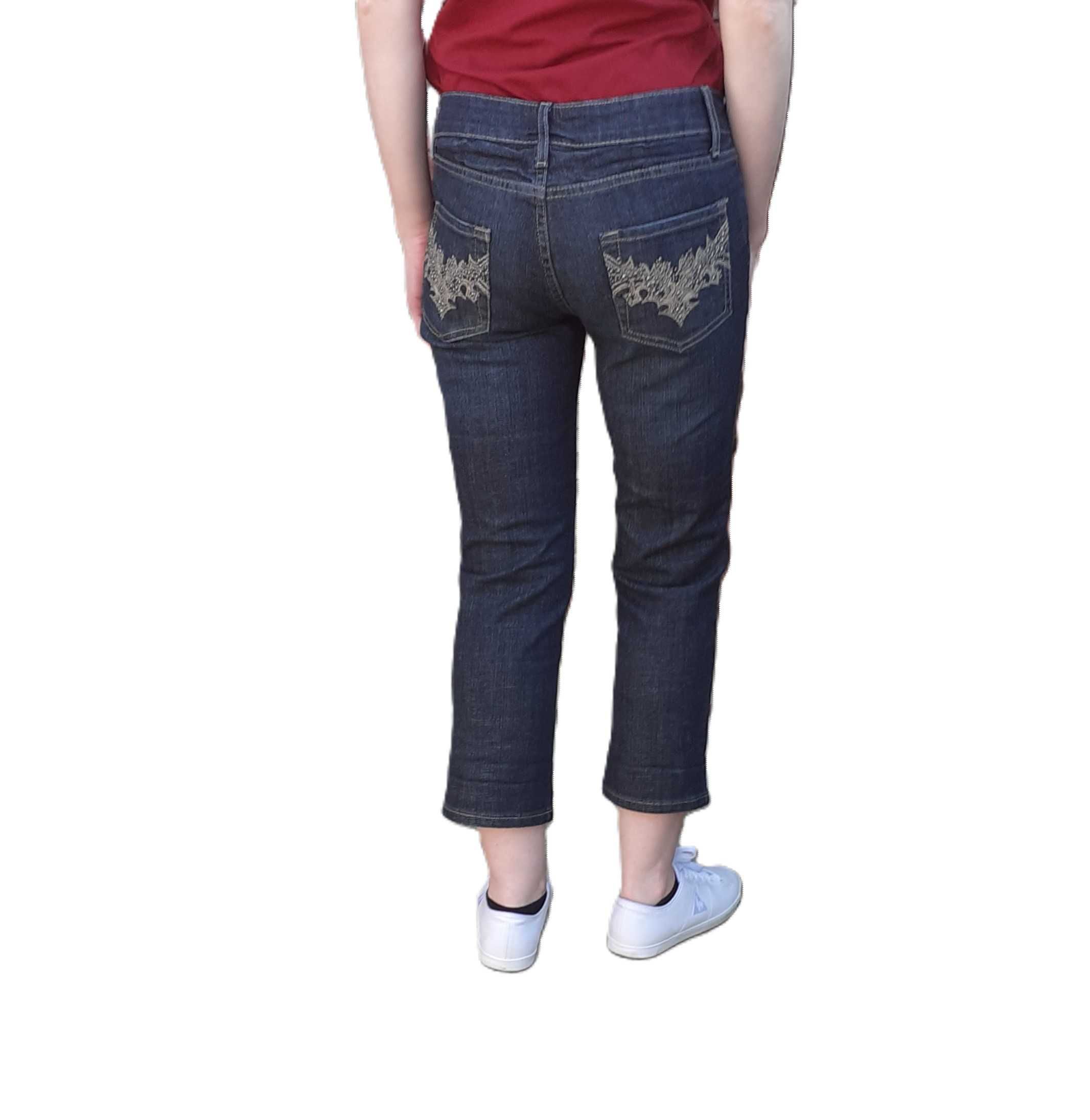36 Dżinsy jeansy spodnie niski stan crop haft cekiny '90s Y2K vintage