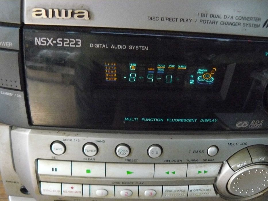 Wieża Aiwa z pilotem rds z CD karuzela na 3 szt. kasety