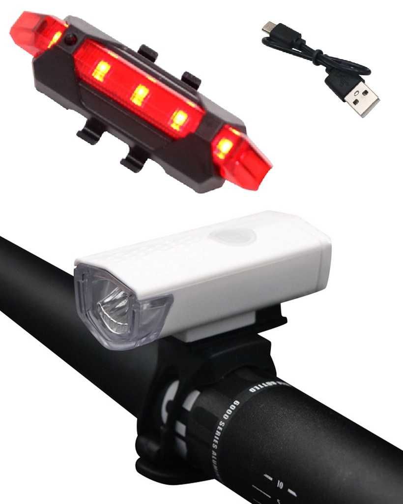 NOWE! Lampka rowerowa LED przednia tylna przód tył rower USB zestaw