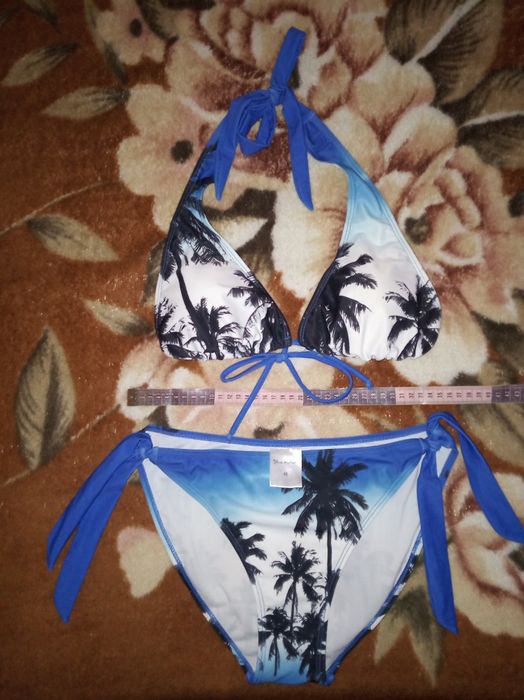 Купальник роздільний раздельный треугольная чашка трикутна L XL Пальми